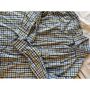 Peter Millar Men’s Button Down Shirt Large Blue Green Check Long Sleeve Casual